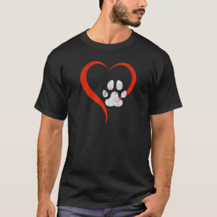 Camiseta Pelo Amor Do Meu Cachorro Vermelho Coração E Pata