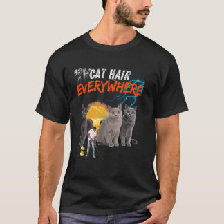 Camiseta Pelo de Gato em Todo Lugar, Design de Gato Engraça