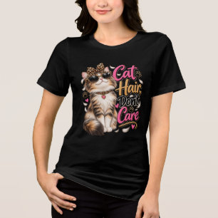 Camiseta Pelo de Gato Não Me Importa Amante de Gatos Divert