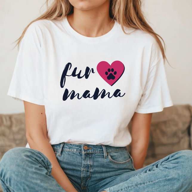 Camiseta Pelo Mama | Impressão em pata de coração preto e r (Criador carregado)