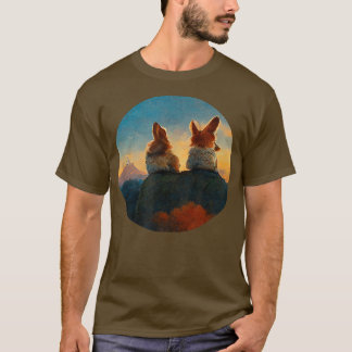 Camiseta Pembroke Cardigan Welsh Corgi Cães Sunset Watting