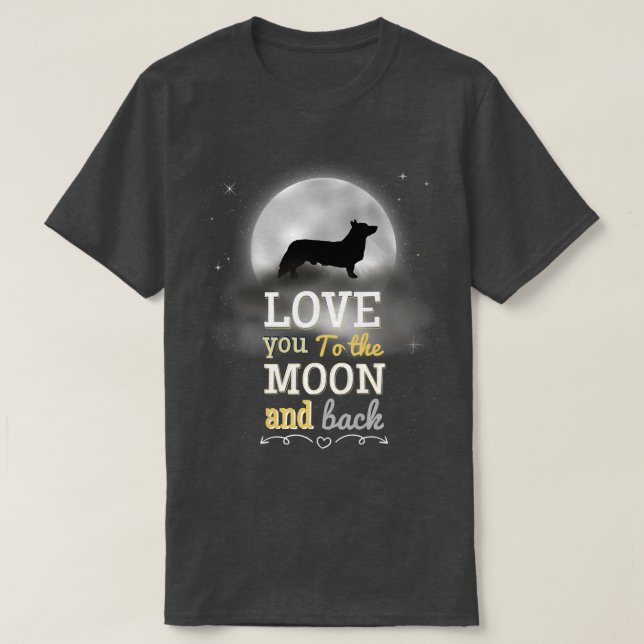 Camiseta Pembroke Welsh Corgi Adora À Lua (Frente do Design)