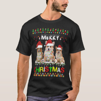 Camiseta Pembroke Welsh Corgi Árvore de Natal Light Xmas
