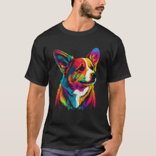 Camiseta Pembroke Welsh Corgi Colorido Aquarela Pop Gravata