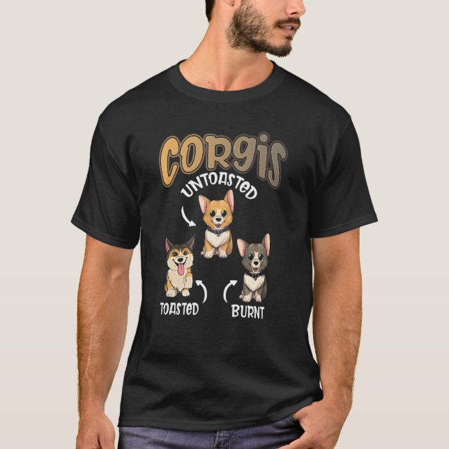 Camiseta Pembroke Welsh Corgi Destorrado Cão Queimado (Frente)