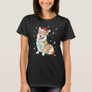 Camiseta Pembroke Welsh Corgi Envolvido Em Luzes De Natal D