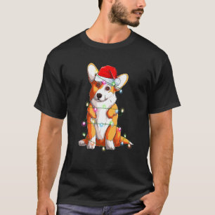 Camiseta Pembroke Welsh Corgi Iluminação de Natal Corgi Pap