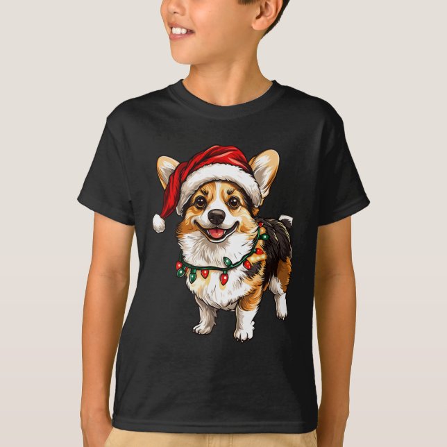 Camiseta Pembroke Welsh Corgi Papais noeis Árvore de Natal  (Frente)