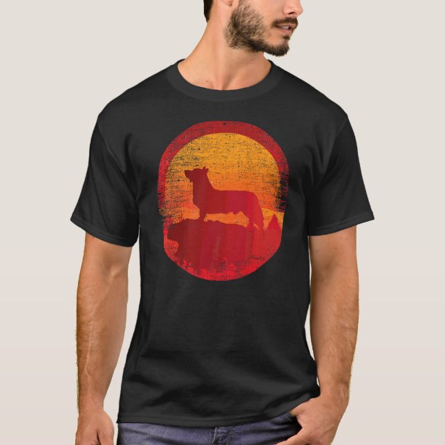 Camiseta Pembroke Welsh Corgi Retro Sunset (Frente)