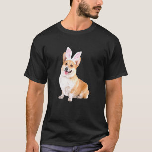 Camiseta Pembroke Welsh Corgi Vestindo Orelhas de Coelho da