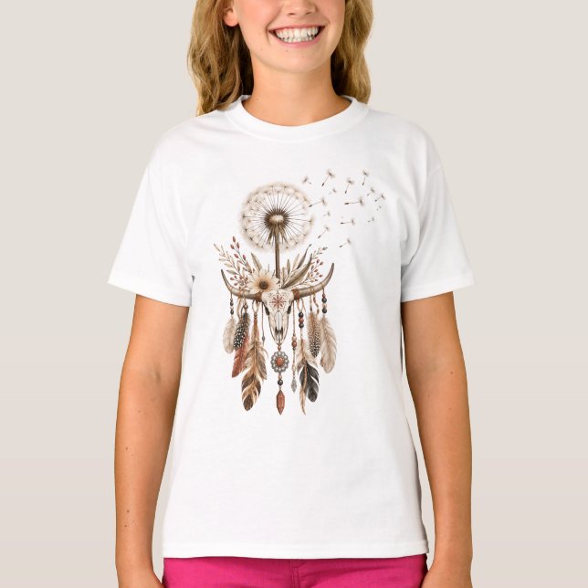 Camiseta Pena Boho Dandelion Ocidental (Frente)