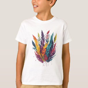 Camiseta Penas Coloridas Aquarela
