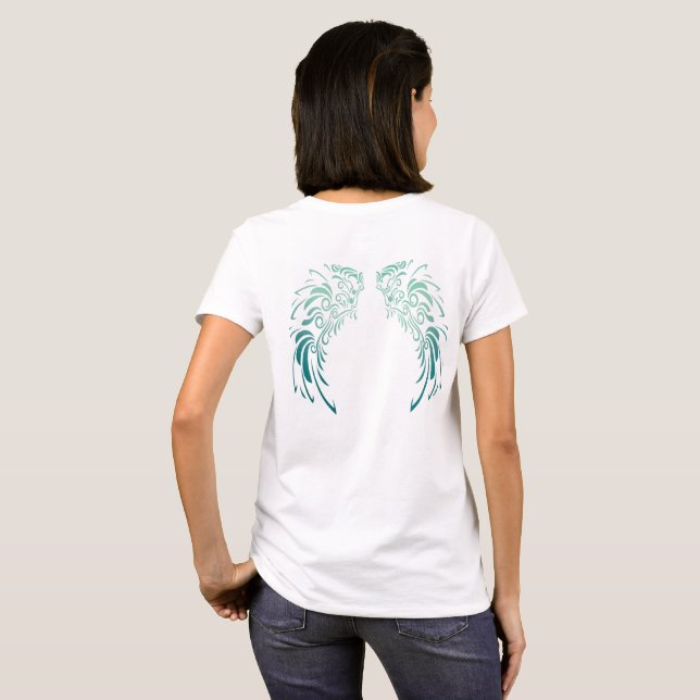 Camiseta Penas de anjo coloridas (Parte Traseira Completa)