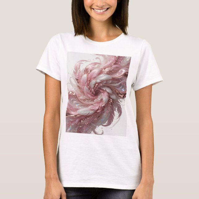 Camiseta Penas de Anjo Prateadas Atraentes Design de Declar (Frente)