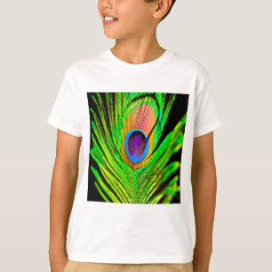 Camiseta Penas de Pavão de Cores Neon