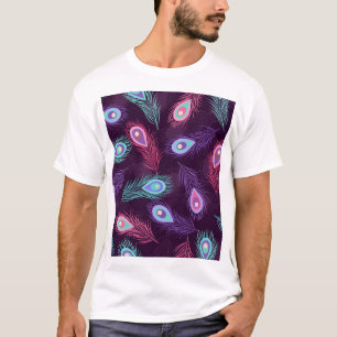 Camiseta Penas de Peacock: Vintage Desenhada À Mão.