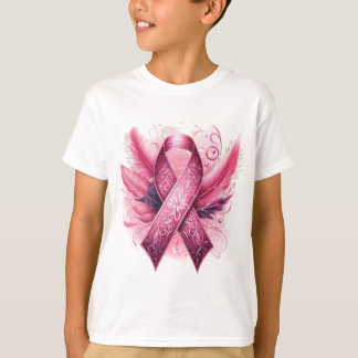 Camiseta Penas de sensibilização para o CANCER MASTE