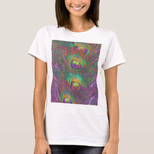 Camiseta Penas do pavão do ouropel do Natal