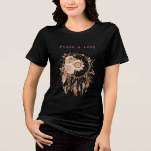 Camiseta Penas Florais de Rosa Blush Sonho Catcher