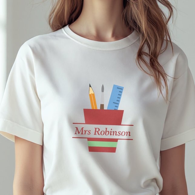 Camiseta Pencil Holder Monogramas Professor Obrigado Presen (Pencil Holder Monogram Teacher Thank You Gift T-Shirt)