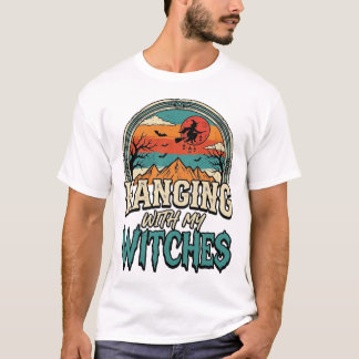 Camiseta Pendurado Com Minhas Bruxas Vintage Halloween