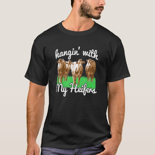 Camiseta Pendurado Com Minhas Novilhas Penduradas Vaca Faze (Frente)