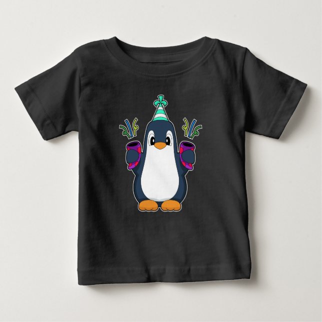 Camiseta Penguin Birthday Confetti (Frente)