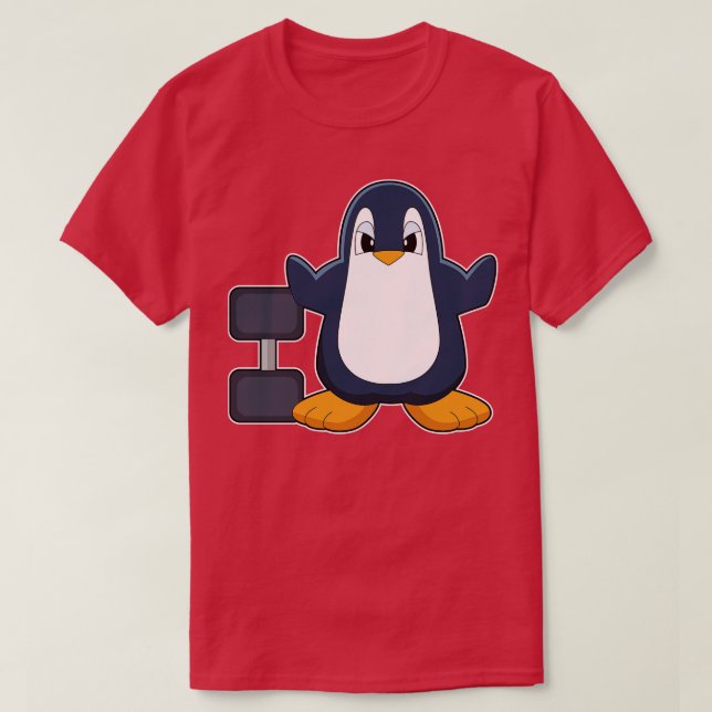 Camiseta Penguin Bodybuilding Dumbbell (Frente do Design)