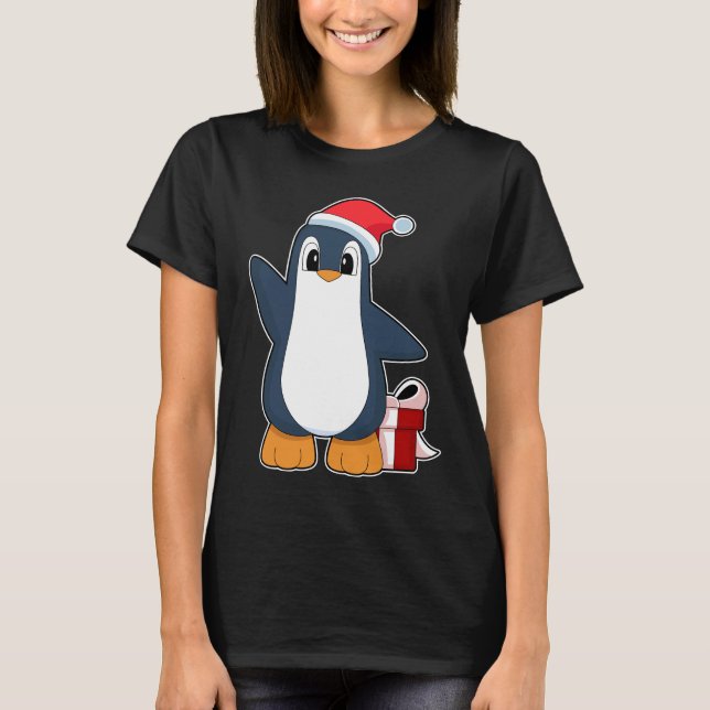Camiseta Penguin Christmas Santa hat (Frente)