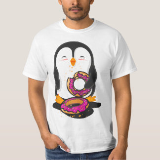 Camiseta Penguin eating Donuts illustration 