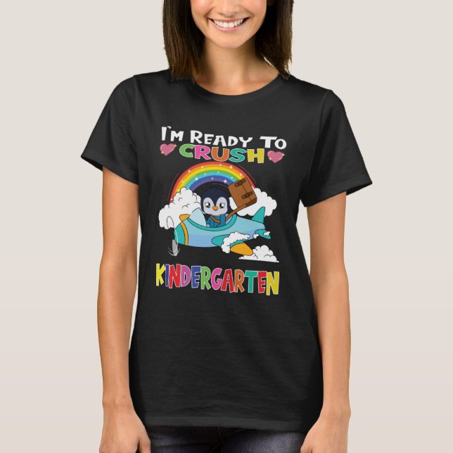 Camiseta Penguin Flying Plane I m Ready To Crush Kindergart (Frente)