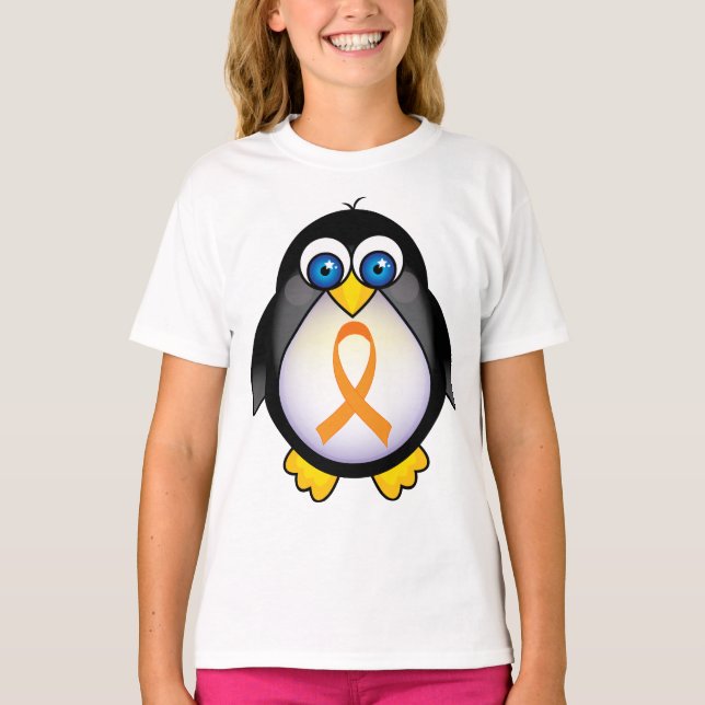 Camiseta Penguin Laranja Fita De Presente De Consciência (Frente)