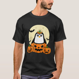 Camiseta Penguin Pumpkin Moon Bats Costume Cute Easy Hallow