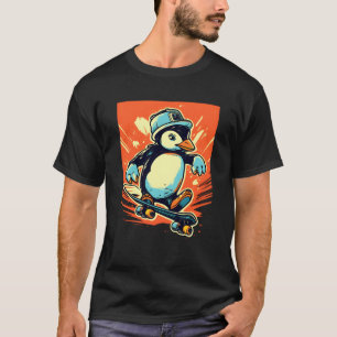 Camiseta Penguin Riding Skateboard Skateboarder Skating Ska