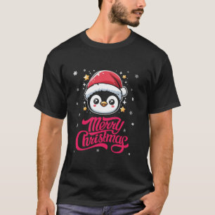 Camiseta Penguin Santa Claus Hat Natal Eve Holiday Tee