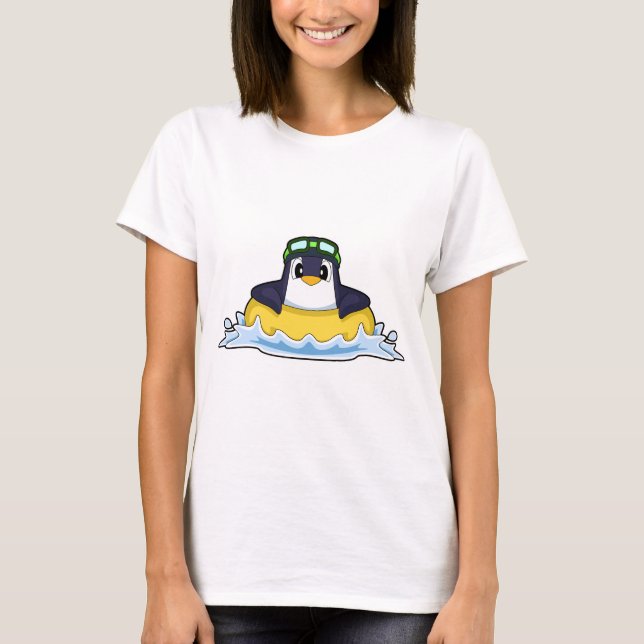 Camiseta Penguin Swimming Inflatable float Summer (Frente)