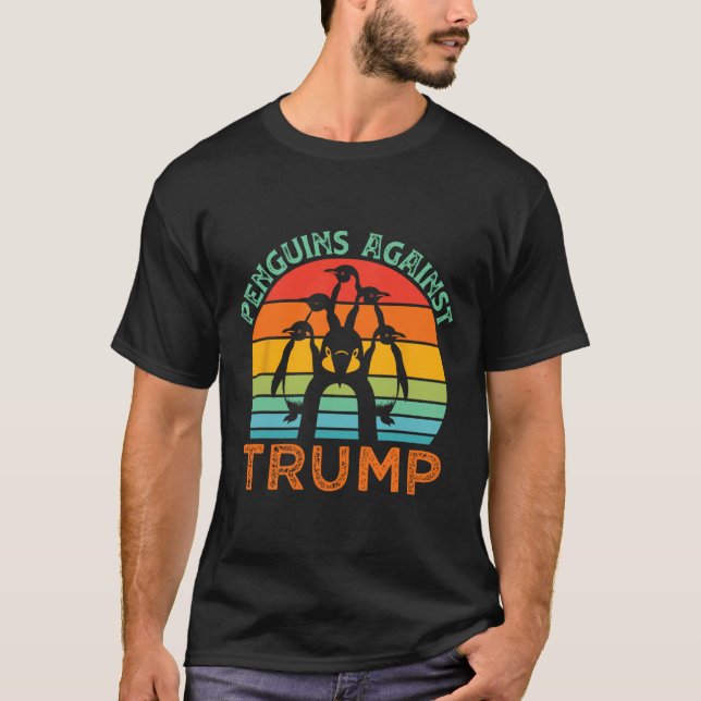 Camiseta Penguins Engraçados Contra Tarifas De Tremores Eng (Frente)