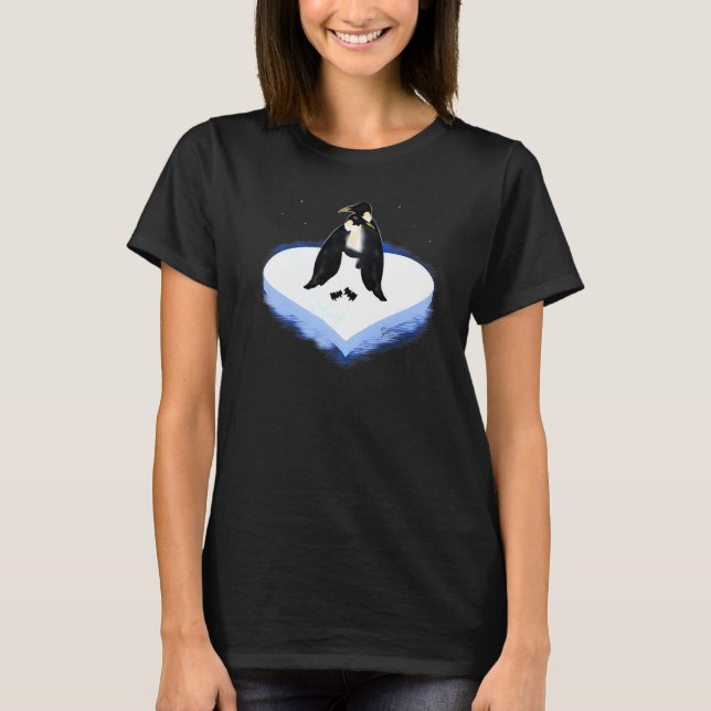 Camiseta Penguins Outfit ama coração Pinguins roupas de par (Frente)