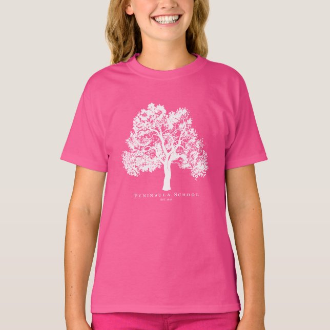Camiseta Península Crianças Pequena Folha Rosa (Frente)