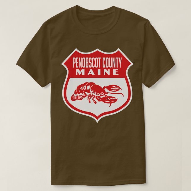 Camiseta Penobscot County Maine Retro Shield Red (Frente do Design)