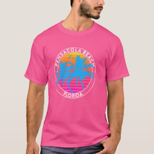 Camiseta Pensacola Beach Florida. palmeiras retro sóis dos 