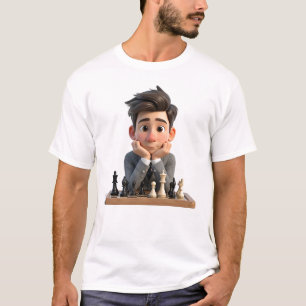 Camiseta Pensamento do Homem de Chessmaster de Cartoon 3D