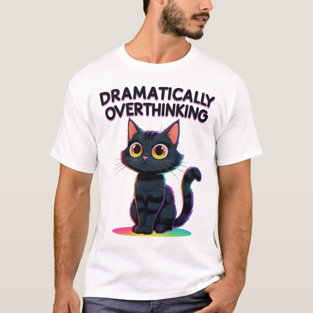 Camiseta Pensamento Dramático - Pão de Gato Engraçado (Frente)
