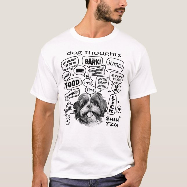 Camiseta Pensamentos Cachorros - Shih Tzu (Frente)