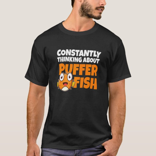 Camiseta Pensando Constantemente no Peixe Baiacu   Peixe Ba (Frente)