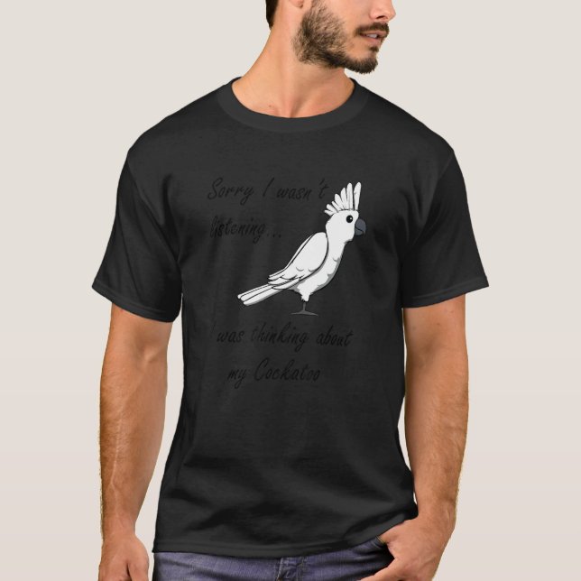 Camiseta Pensando Em Cockatoos - Parquet Animal Exótico (Frente)