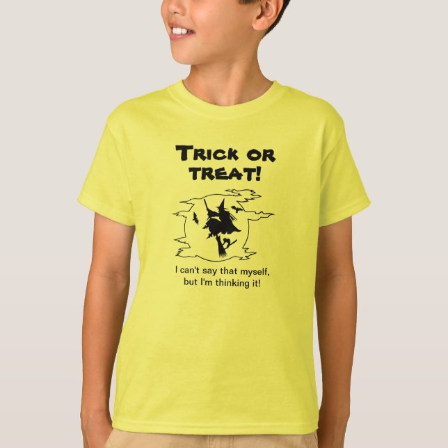 Camiseta Pensando em Doces ou Travessuras (Frente)