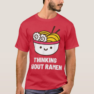 Camiseta Pensando Em Ramen Japonês Comida Anime Engraçado