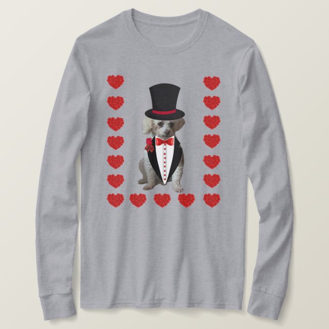 Camiseta Pensando em você Poodle Ladies Long-sleeve TSirt (Frente do Design)