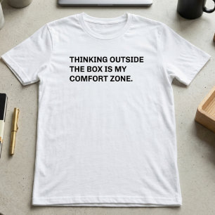 Camiseta Pensando Fora da Caixa Zona de Conforto Criativo